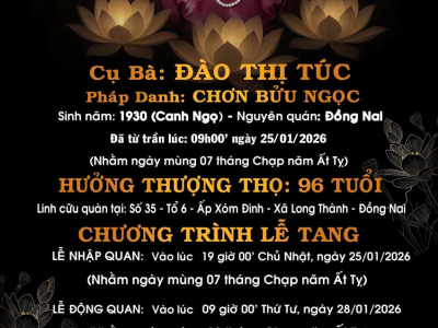 LỄ TANG CỤ ĐÀO THỊ TÚC